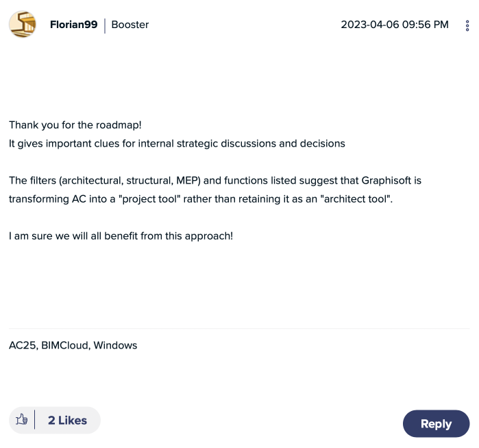 Graphisoft Community replies from users
